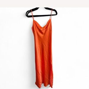 Sleek Orange Slip Dress